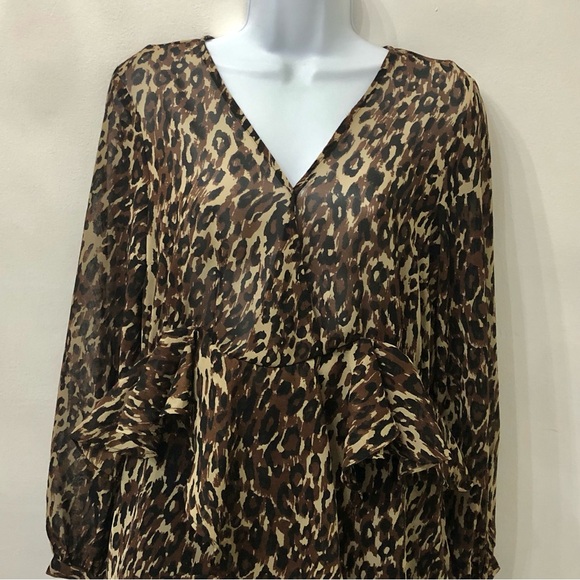Walter Baker Adam Dress Size 4 Brown Tan Leopard Animal Print Elastic Waist - Picture 14 of 16
